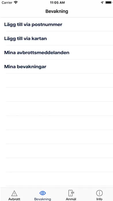 Screenshot di Avbrottsinfo